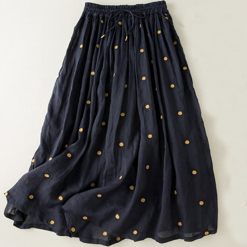 Buddha Stones Artistic Vintage Dot Pattern Women's Pleated Skirt - MidnightBlue - US8-10，UK/AU12-14，EU40-42 (2XL) - image 14