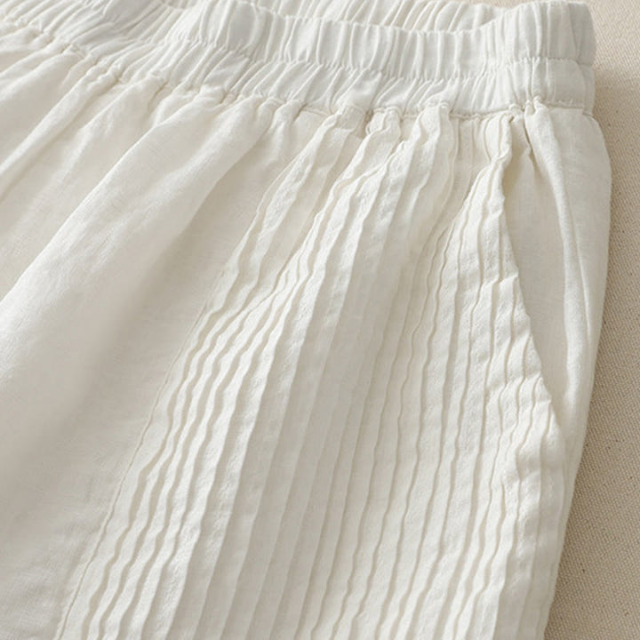 Buddha Stones Casual Plain Tucker Pleats Elastic Women's Polyester Wide Leg Pants With Pockets - image 8