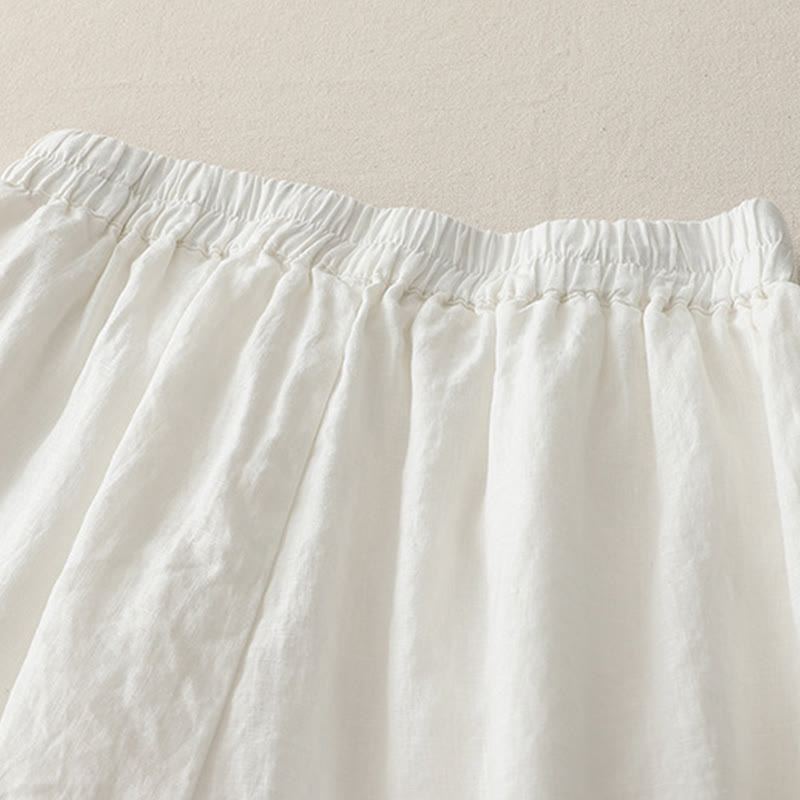 Buddha Stones Casual Plain Tucker Pleats Elastic Women's Polyester Wide Leg Pants With Pockets - image 10