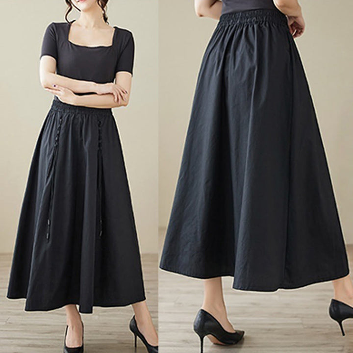 Buddha Stones Summer Casual Pure Color Pleated Design Women's Cotton Skirt - image 19