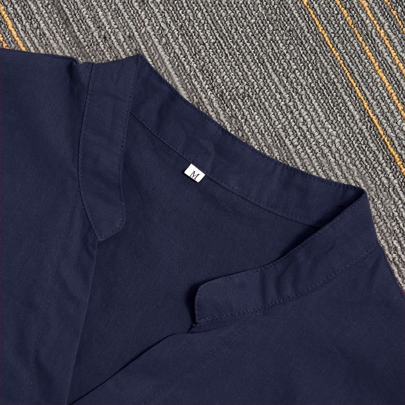 Buddha Stones Summer Casual Plain Breasted Notched Collar Short Sleeve Women's Cotton Linen Shirt - image 2