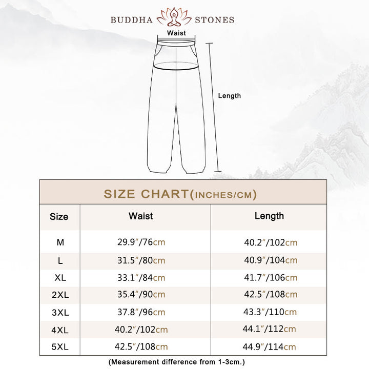 Buddha Stones Solid Color Drawstring Cotton Men's Pants With Pockets - image 3