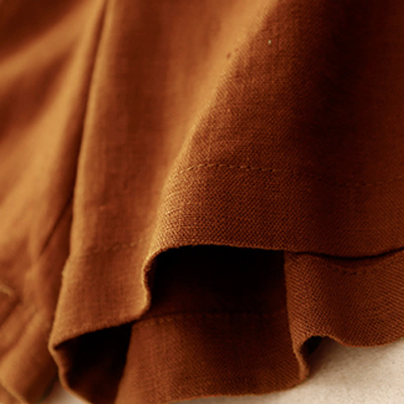 Buddha Stones Summer Casual Pleat Plain Cotton Linen Women's Shorts With Pockets - image 2