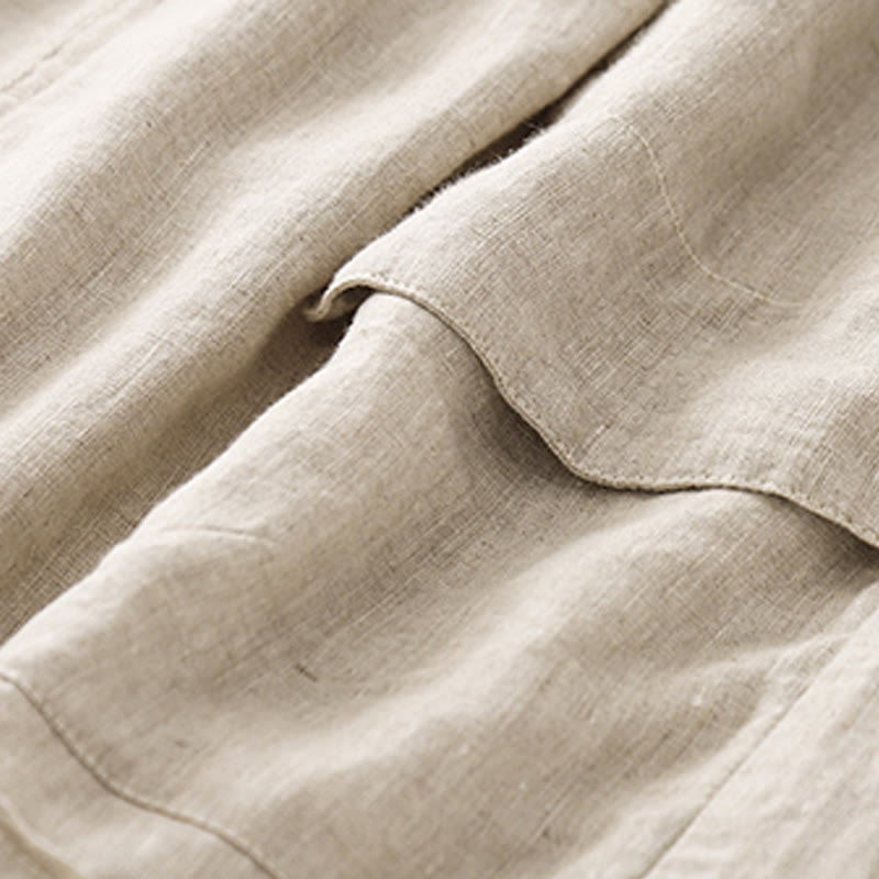 Buddha Stones Summer Casual Plain Cotton Linen Women's Elasti Straight Shorts With Pockets - image 19