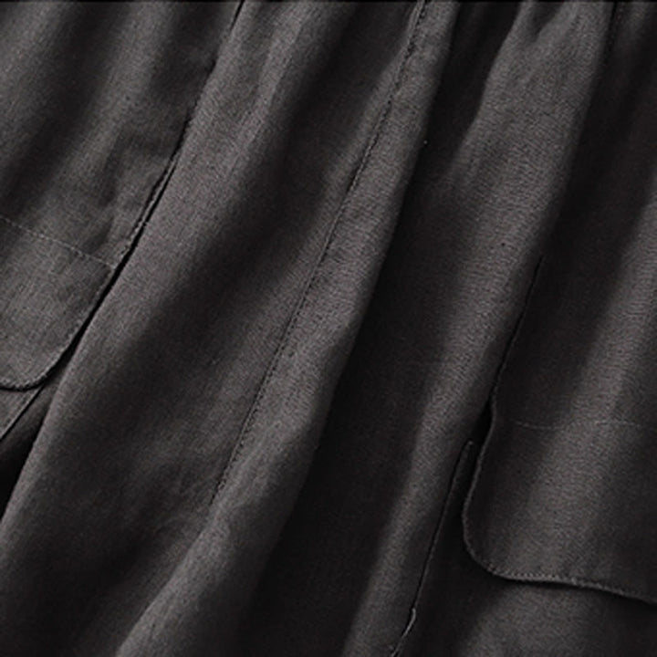 Buddha Stones Summer Casual Plain Cotton Linen Women's Elasti Straight Shorts With Pockets - image 26