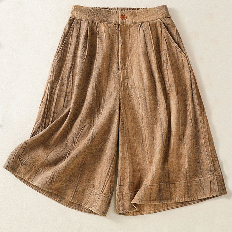 Buddha Stones Summer Casual Tie-dye Plain Cotton Women's Shorts With Pockets - Peru - US8-10，UK/AU12-14，EU40-42 (2XL) - image 0