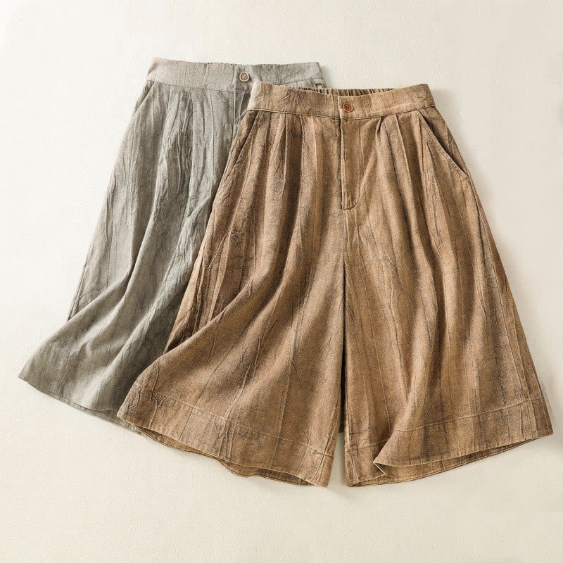 Buddha Stones Summer Casual Tie-dye Plain Cotton Women's Shorts With Pockets - image 17