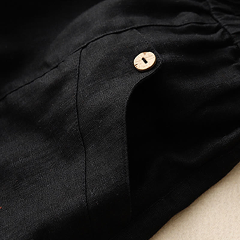 Buddha Stones Summer Casual Buttons Plain Cotton Women's Shorts With Pockets - image 23