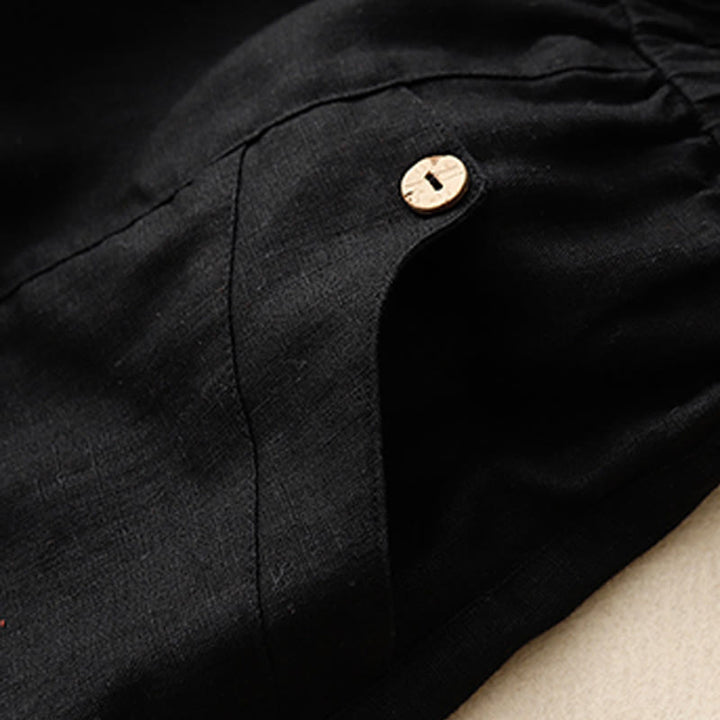 Buddha Stones Summer Casual Buttons Plain Cotton Women's Shorts With Pockets - image 23