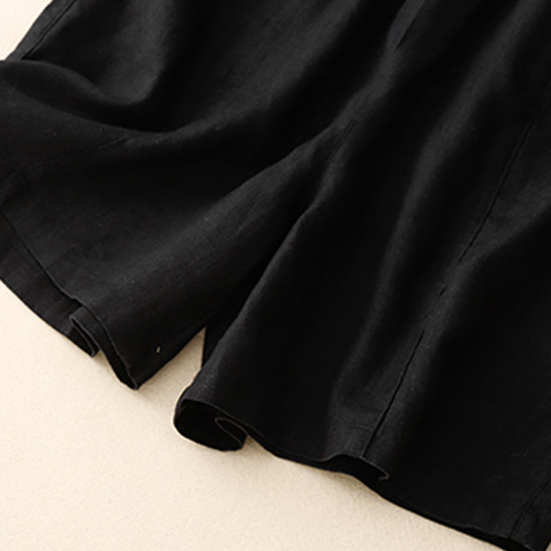 Buddha Stones Summer Casual Buttons Plain Cotton Women's Shorts With Pockets - image 24