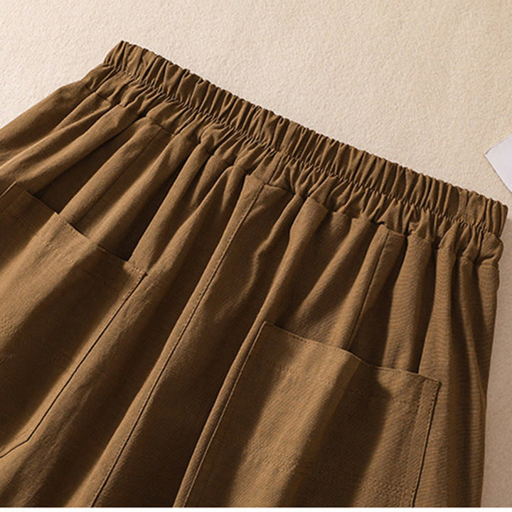 Buddha Stones Summer Casual Elastic Waist Plain Women's Polyester Shorts With Pockets - image 4