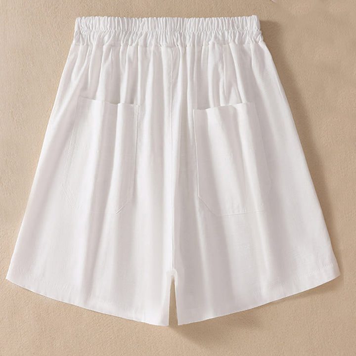 Buddha Stones Summer Casual Elastic Waist Plain Women's Polyester Shorts With Pockets - image 9