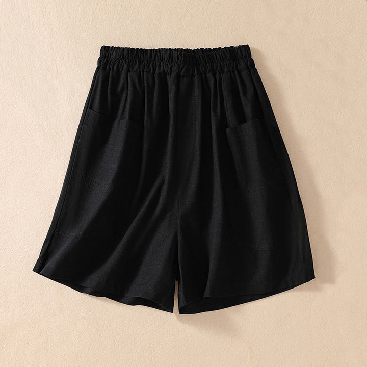 Buddha Stones Summer Casual Elastic Waist Plain Women's Polyester Shorts With Pockets - Black - US8-10，UK/AU12-14，EU40-42 (2XL) - image 14