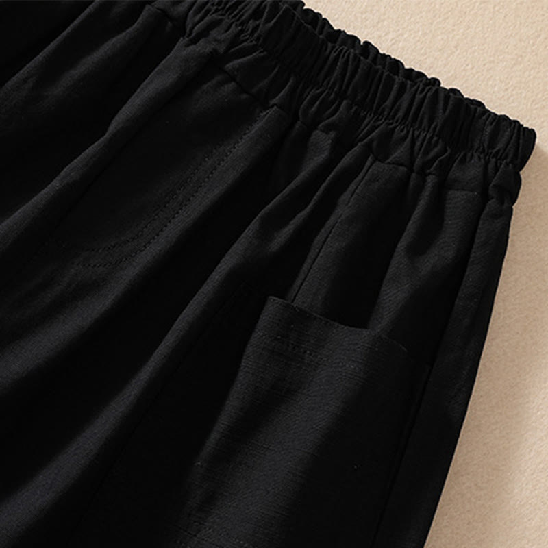 Buddha Stones Summer Casual Elastic Waist Plain Women's Polyester Shorts With Pockets - image 17