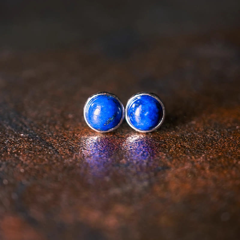 Buddha Stones Vintage 925 Sterling Silver Lazurite Balance Earrings - image 1