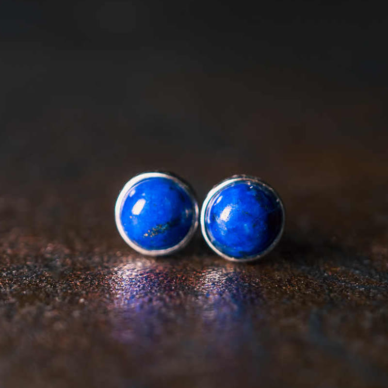 Buddha Stones Vintage 925 Sterling Silver Lazurite Balance Earrings - Lazurite(Positive ♥ Self Care) - image 0