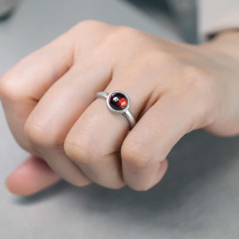 Buddha Stones Natural 925 Sterling Silver Garnet Adjustable Protection Ring - image 4