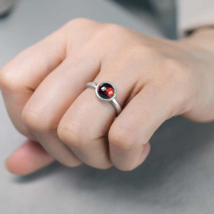 Buddha Stones Natural 925 Sterling Silver Garnet Adjustable Protection Ring - image 4