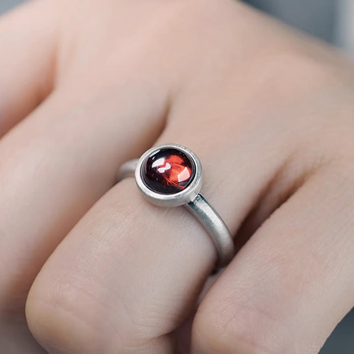 Buddha Stones Natural 925 Sterling Silver Garnet Adjustable Protection Ring - image 5