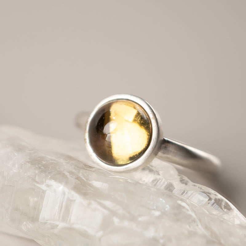Buddha Stones Natural 925 Sterling Silver Prehnite Citrine Adjustable Happiness Ring - C Style(About 9*9mm) - image 11