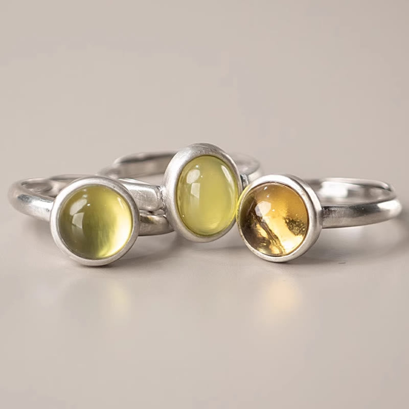 Buddha Stones Natural 925 Sterling Silver Prehnite Citrine Adjustable Happiness Ring - image 14
