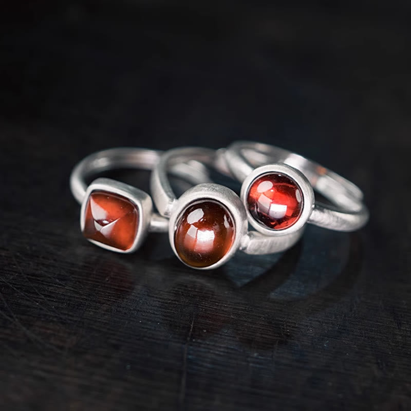 Buddha Stones Natural 925 Sterling Silver Garnet Adjustable Inserted Calm Ring - image 14