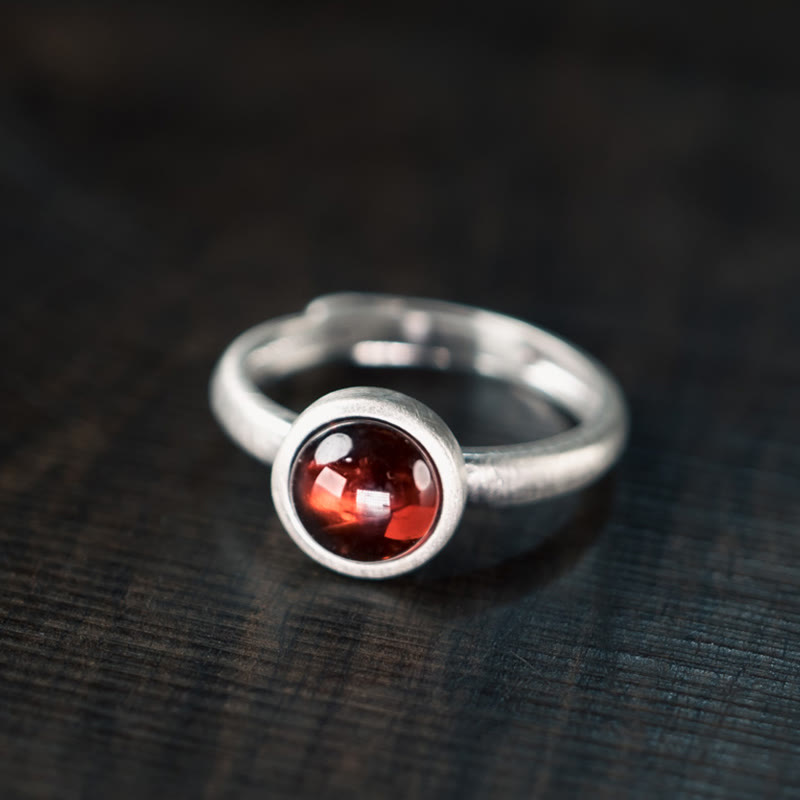 Buddha Stones Natural 925 Sterling Silver Garnet Adjustable Inserted Calm Ring - C Style(About 9*9mm) - image 8