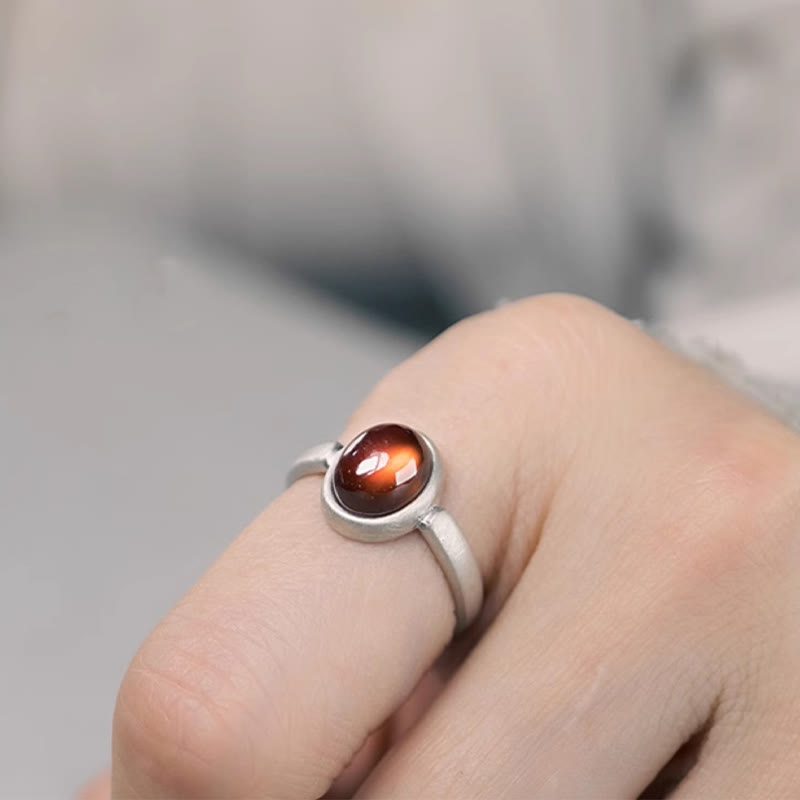 Buddha Stones Natural 925 Sterling Silver Garnet Adjustable Inserted Calm Ring - image 2
