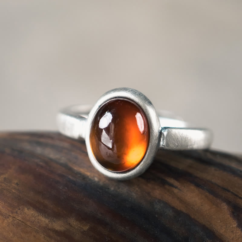 Buddha Stones Natural 925 Sterling Silver Garnet Adjustable Inserted Calm Ring - image 1