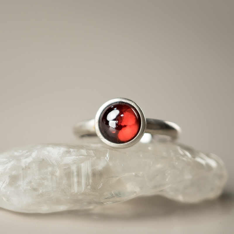 Buddha Stones Natural 925 Sterling Silver Garnet Adjustable Inserted Calm Ring - image 9