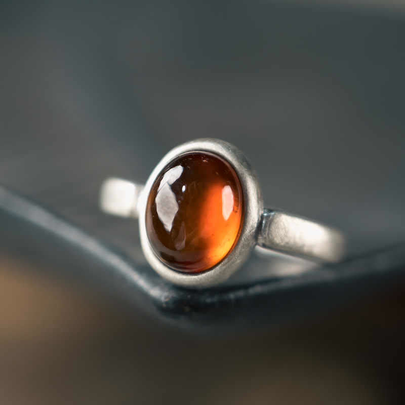 Buddha Stones Natural 925 Sterling Silver Garnet Adjustable Inserted Calm Ring - A Style(About 9*11mm) - image 0