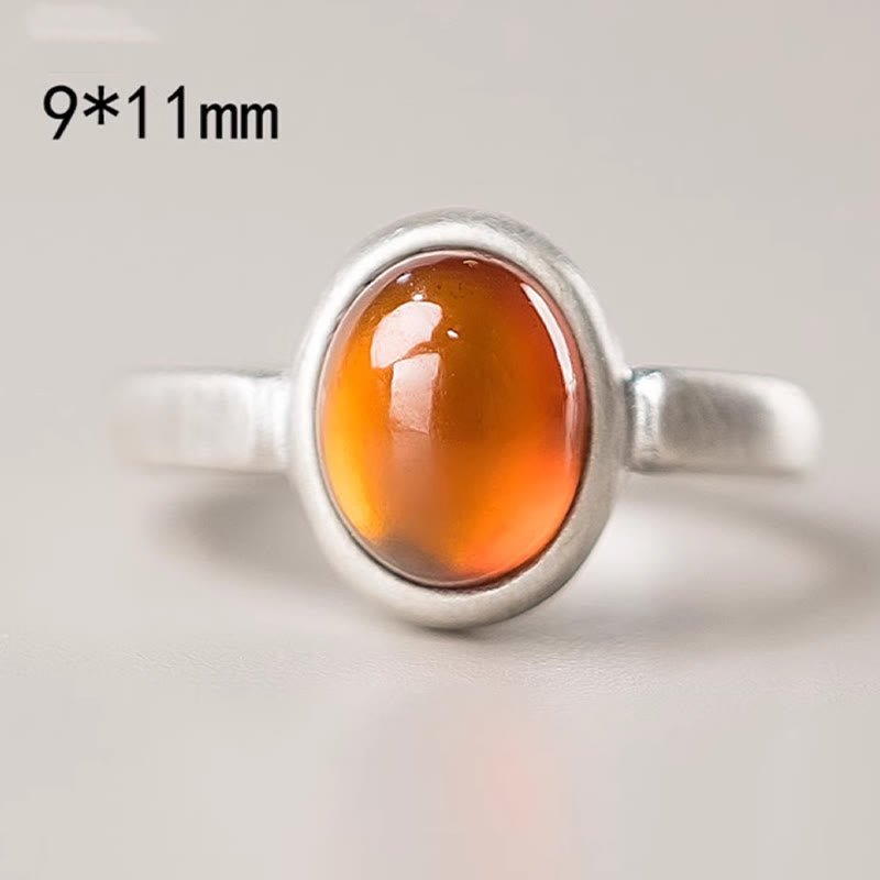 Buddha Stones Natural 925 Sterling Silver Garnet Adjustable Inserted Calm Ring - image 3