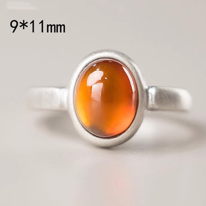 Buddha Stones Natural 925 Sterling Silver Garnet Adjustable Inserted Calm Ring - image 3