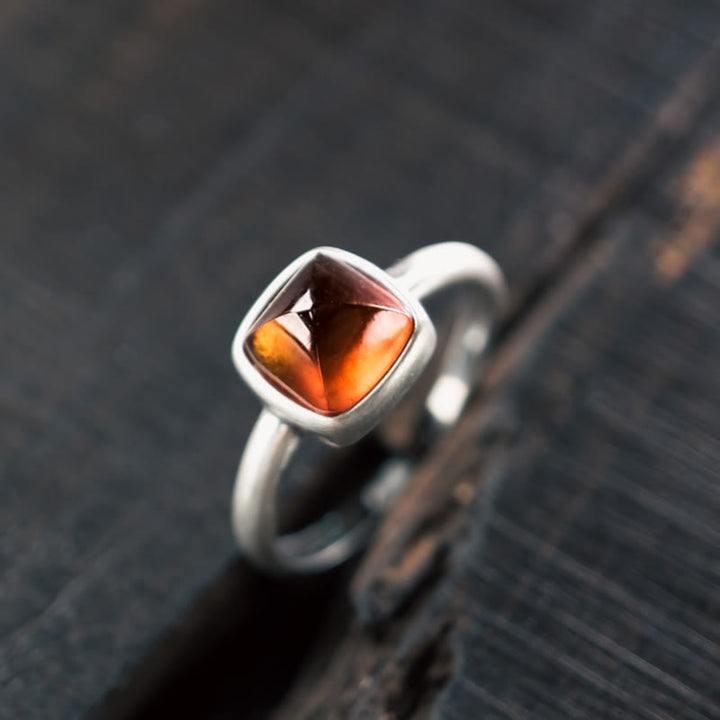 Buddha Stones Natural 925 Sterling Silver Garnet Adjustable Inserted Calm Ring - B Style(About 8*8mm) - image 6