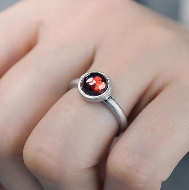 Buddha Stones Natural 925 Sterling Silver Garnet Adjustable Inserted Calm Ring - image 11