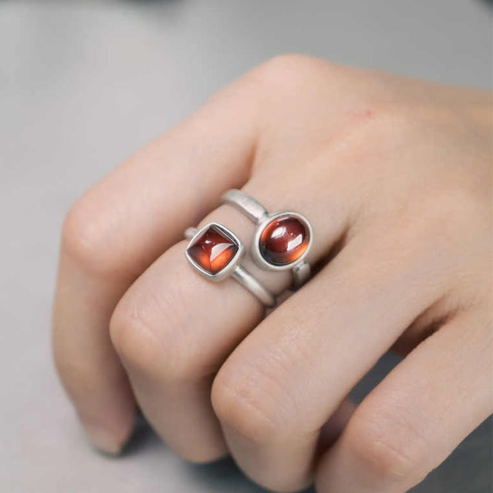 Buddha Stones Natural 925 Sterling Silver Garnet Adjustable Inserted Calm Ring - image 12