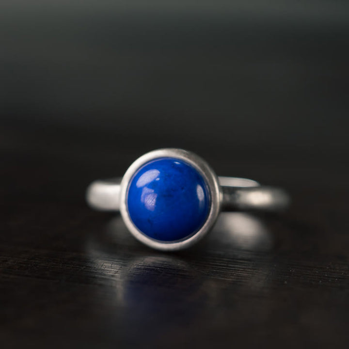 Buddha Stones Natural 925 Sterling Silver Lazurite Turquoise Adjustable Balance Ring - A Style(About 9*9mm) - image 0