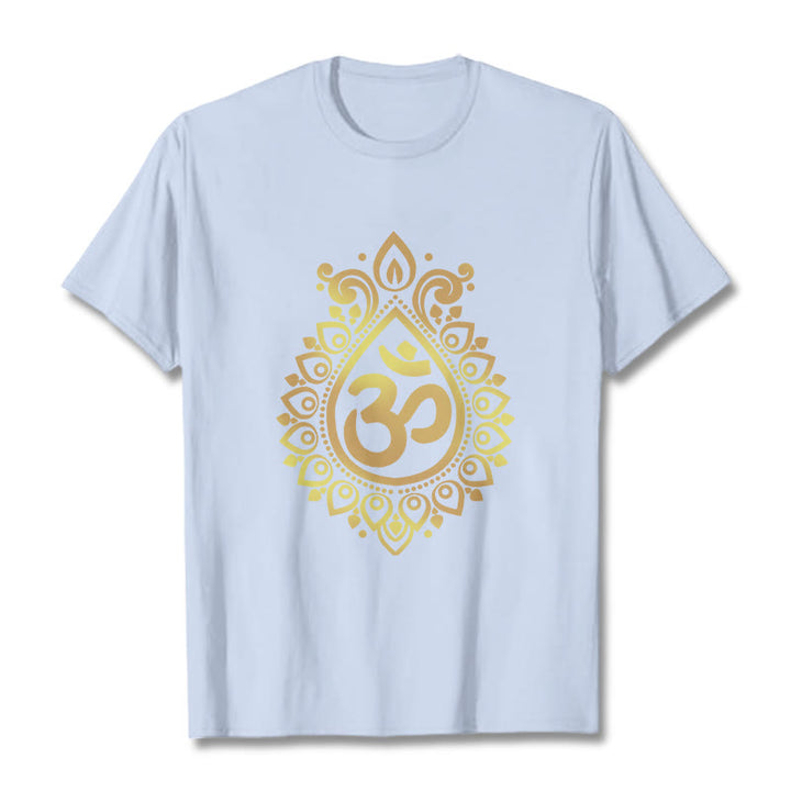 Buddha Stones Water Drop OM Design Tee T-shirt - LightCyan - 2XL - image 18