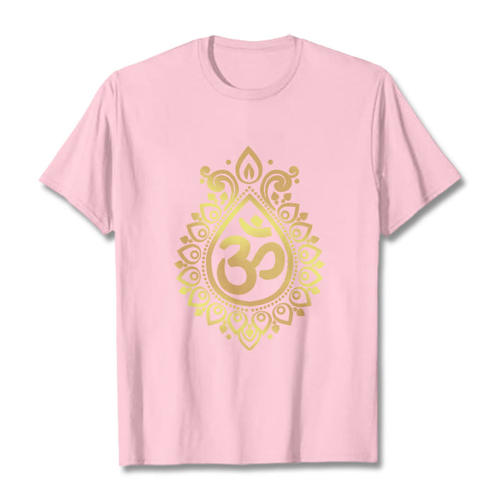 Buddha Stones Water Drop OM Design Tee T-shirt - LightPink - 2XL - image 12