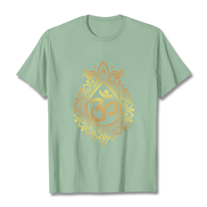 Buddha Stones Water Drop OM Design Tee T-shirt - PaleGreen - 2XL - image 14