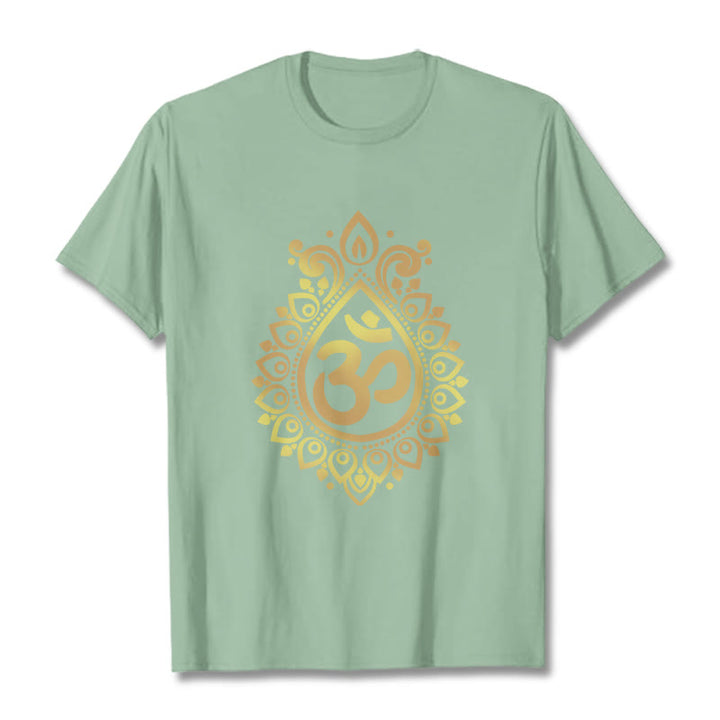 Buddha Stones Water Drop OM Design Tee T-shirt - PaleGreen - 2XL - image 14