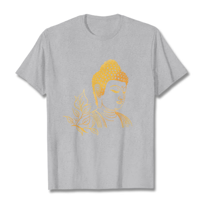 Buddha Stones Golden Leaves Meditation Buddha Tee T-shirt - LightGrey - 2XL - image 19