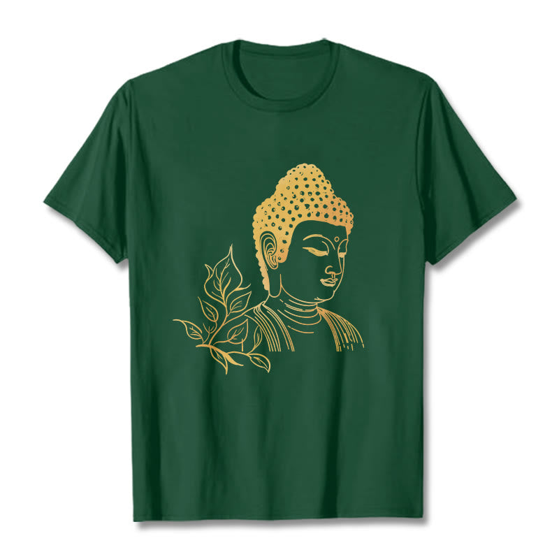 Buddha Stones Golden Leaves Meditation Buddha Tee T-shirt - ForestGreen - 2XL - image 10