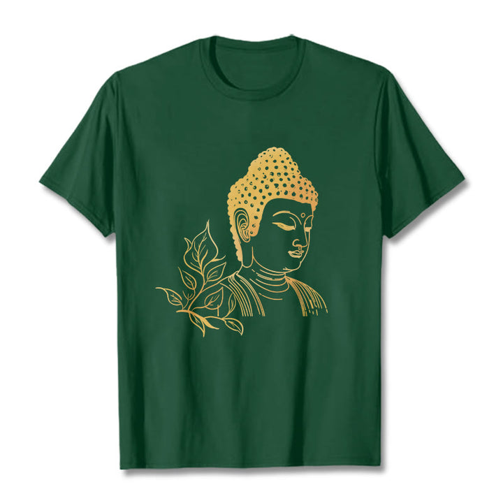 Buddha Stones Golden Leaves Meditation Buddha Tee T-shirt - ForestGreen - 2XL - image 10