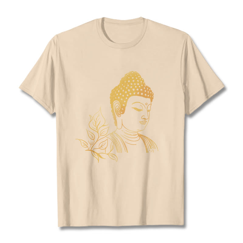 Buddha Stones Golden Leaves Meditation Buddha Tee T-shirt - Bisque - 2XL - image 8