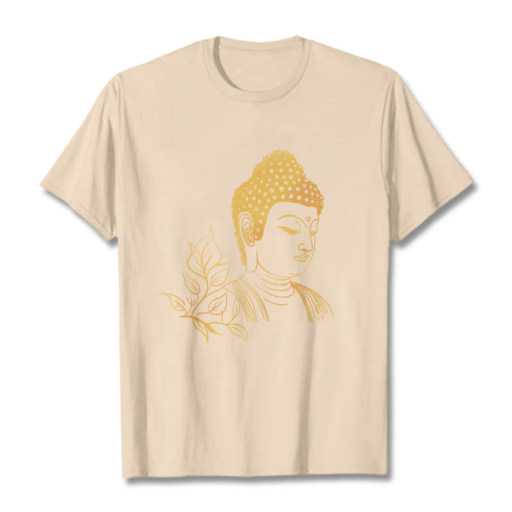 Buddha Stones Golden Leaves Meditation Buddha Tee T-shirt - Bisque - 2XL - image 8