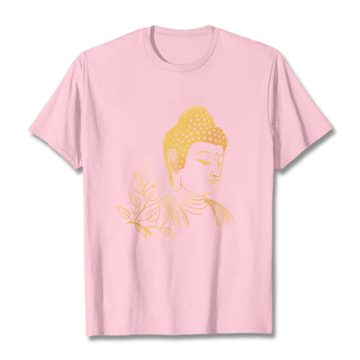 Buddha Stones Golden Leaves Meditation Buddha Tee T-shirt - LightPink - 2XL - image 12
