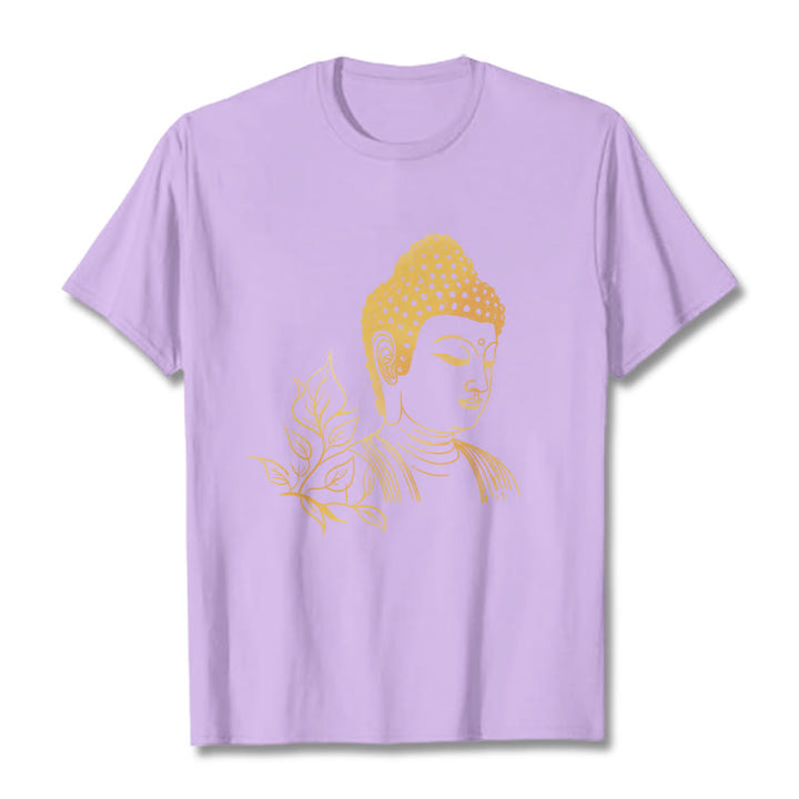 Buddha Stones Golden Leaves Meditation Buddha Tee T-shirt - Plum - 2XL - image 16