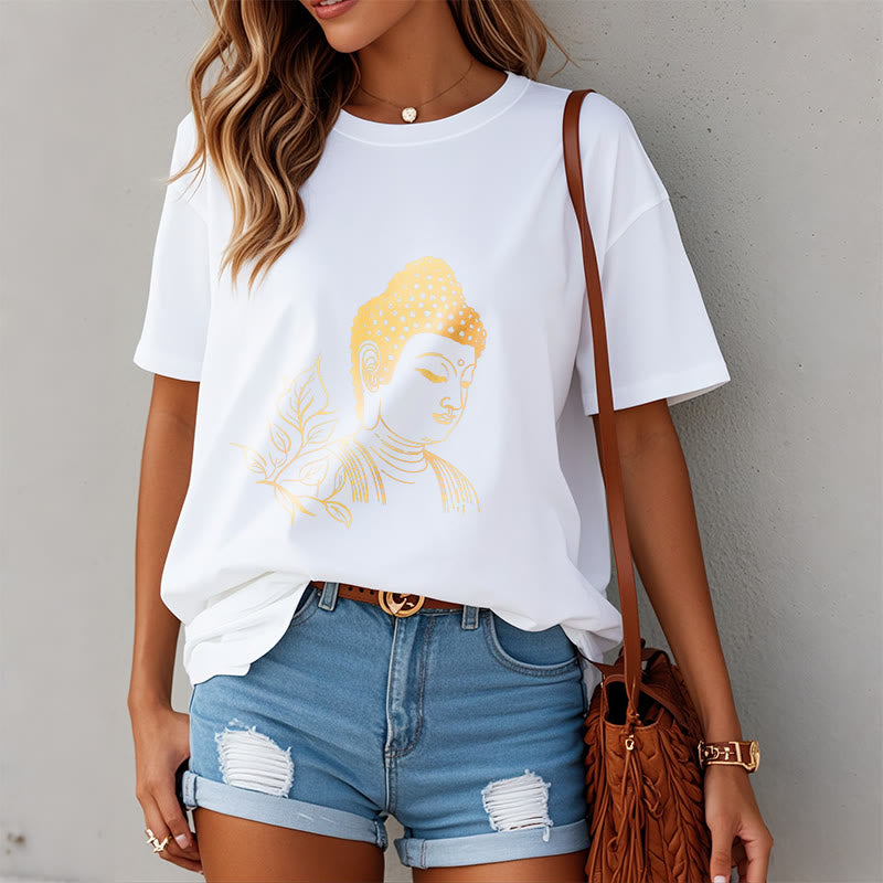 Buddha Stones Golden Leaves Meditation Buddha Tee T-shirt - image 7