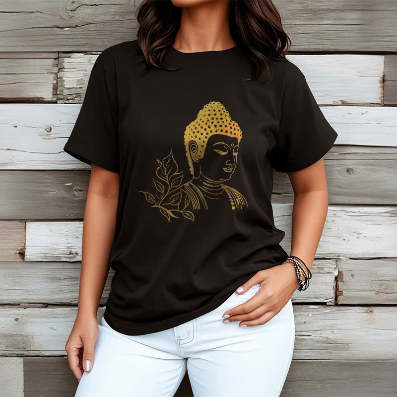 Buddha Stones Golden Leaves Meditation Buddha Tee T-shirt - image 3